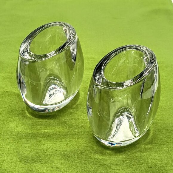 Colonial Candle Cape Cod Clear Glass Oval Candle Holders (2) - Picture 1 of 5
